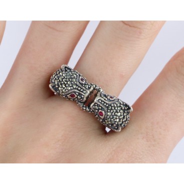 BAGUE ARGENT 925 (RUBIS - MARCASSITES) — vue 2