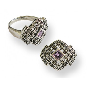 Bague en Argent 925 (Améthyste - Marcassites) — vue 2
