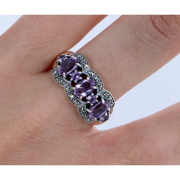 Bague En Argent 925 (Améthyste - Marcassites) — vue 2