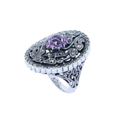 Bague en Argent 925 (Améthystes - Marcassites) — vue 2