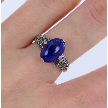 Bague en Argent 925 (Lapis Lazuli - Marcassites) — vue 2