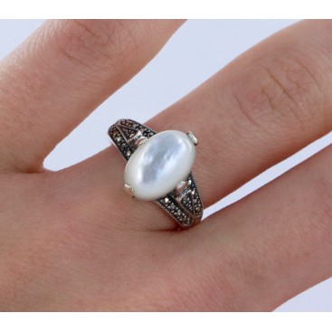 Bague en Argent 925 (Nacre- Marcassites) — vue 2