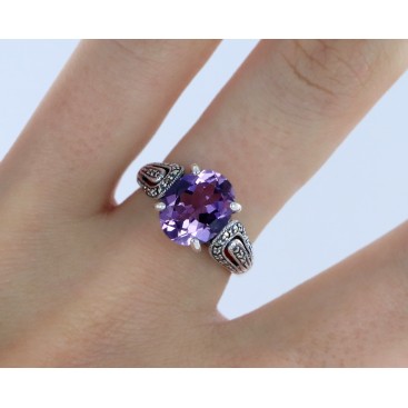 Bague en Argent 925 (Améthyste - Marcassites) — vue 2