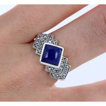 Bague En Argent 925 (Lapis Lazuli - Marcassites) — vue 2