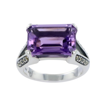 Bague en Argent 925 (Améthyste - Marcassites)