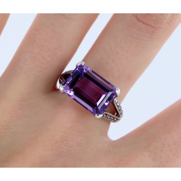 Bague en Argent 925 (Améthyste - Marcassites) — vue 2
