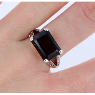 Bague en Argent 925 (Quartz Fumé - Marcassites) — vue 2