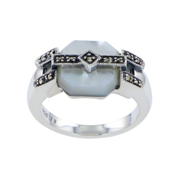Bague en Argent 925 (Nacre - Marcassites)
