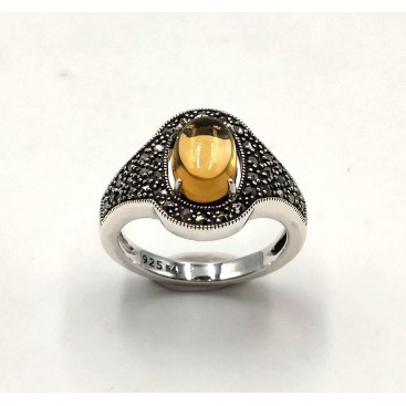 BAGUE ARGENT 925 (CITRINE - MARCASSITES)