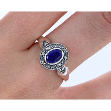 Bague En Argent 925 (Lapis Lazuli - Marcassites) — vue 2