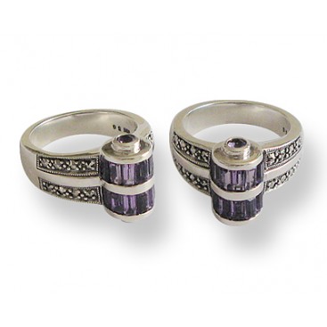 Bague en Argent 92 (Améthystes - Marcassites)