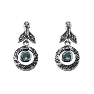 B.O en Argent 925 (Topaze bleue - Oxydes de zirconium)