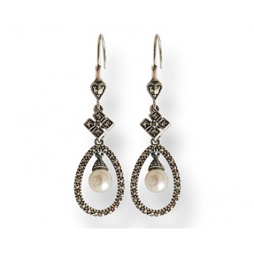 B.O en Argent 925° (Perles de cultures - Marcassites)