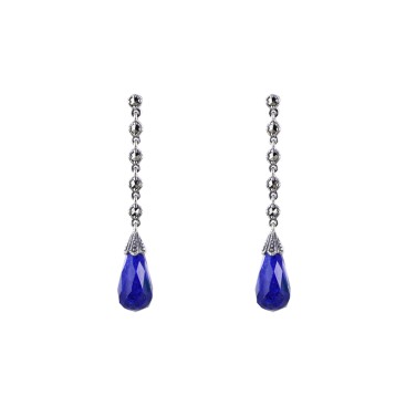 B.O En Argent 925° (Lapis Lazuli - Marcassites)
