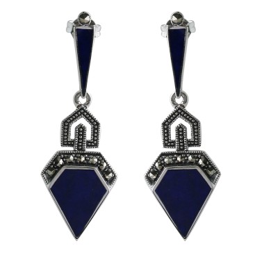 BO en Argent 925 (Lapis lazuli - Marcassites)