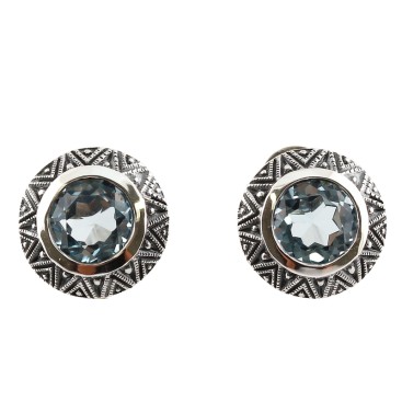 B.O en Argent 925 (Topaze bleue)