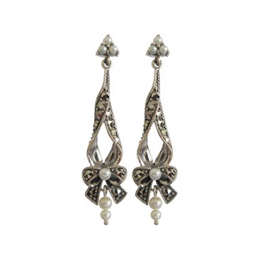 B.O en Argent 925° (Perles de culture - Marcassites)