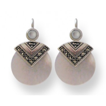 B.O argent 925 Nacre + Marcasites