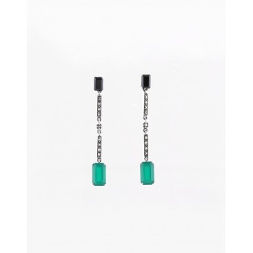 B.O en Argent 925 (Agate verte - Onyx - Marcassites) — vue 2