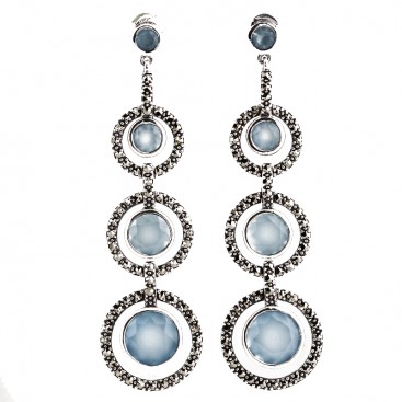 B.O en Argent 925 (Agate Bleue - Marcassites)