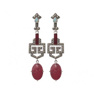B.O argent 925 Cornaline + Opales + Marcasites