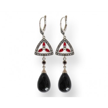 B.O en Argent 925 (Onyx Grenats - Marcassites) — vue 2