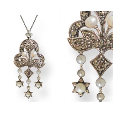 Pendentif en Argent 925 (perles de culture - Marcassites)