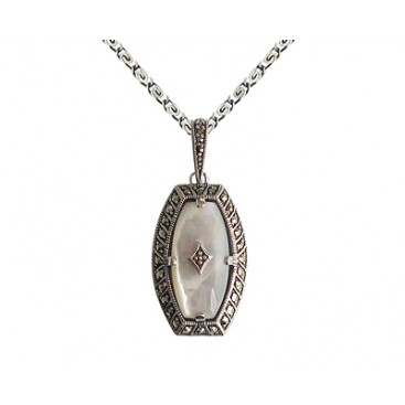 Pendentif Argent 925 Nacre Marcassite
