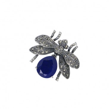 Broche en Argent 925 (Lapis Lazuli - Marcassites)