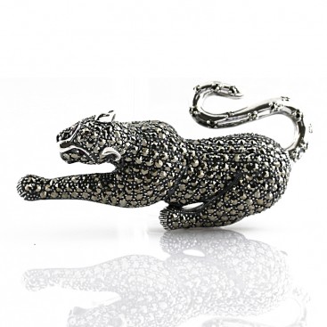 Broche en Argent 925 (Rubis - Marcassites)
