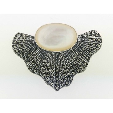 BROCHE ARGENT 925 (NACRE - MARCASSITES)