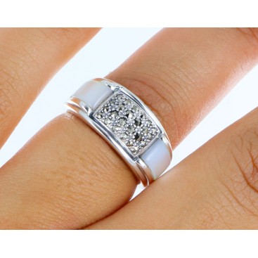 Bague en Argent 925 (Nacre - Marcassites) — vue 2
