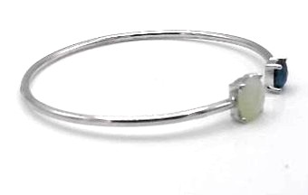 jonc ouvert or blanc 750/1000 topaze blue london et calcédoine verte — vue 2