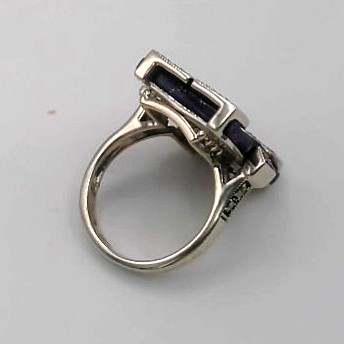 Bague argent 925/1000 Lapis Lazuli et marcassites — vue 3