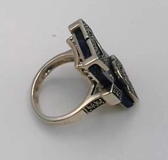 Bague argent 925/1000 Lapis Lazuli et marcassites — vue 4