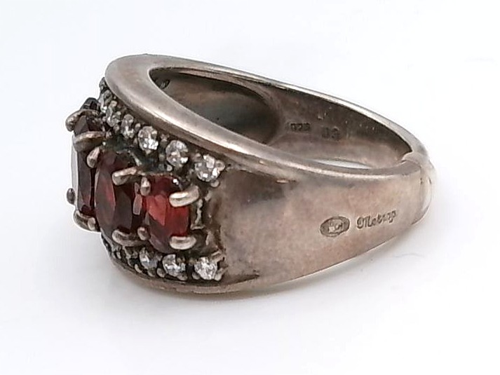 bague argent 925/1000 grenats et oxydes de zirconium — vue 2