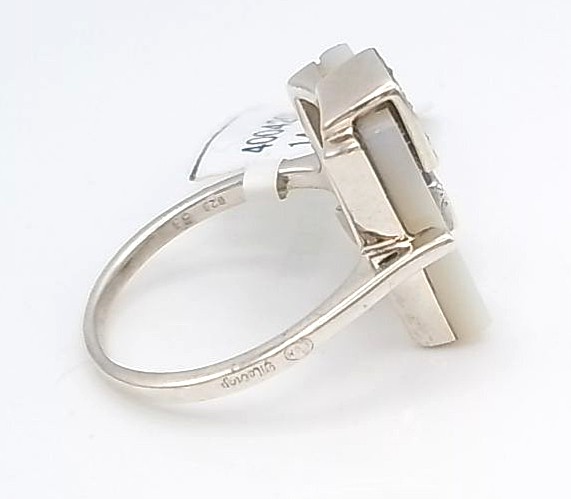 bague argent 925/1000 marcassites et nacre — vue 2