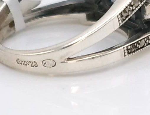 Bague argent 925/1000 topaze, marcassites et oxydes — vue 4