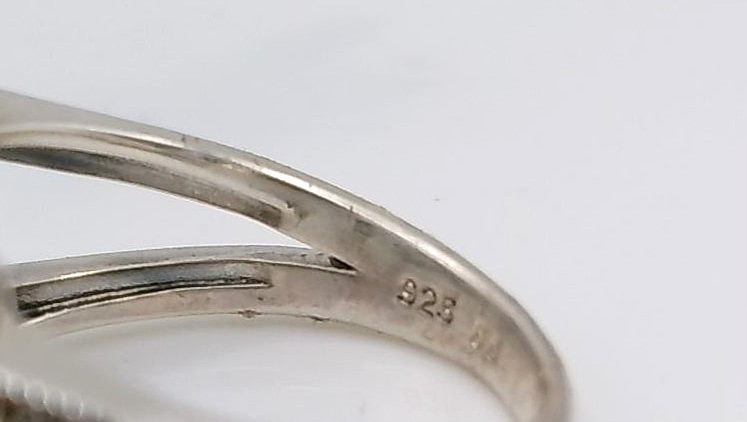 Bague argent 925/1000 topaze, marcassites et oxydes — vue 5