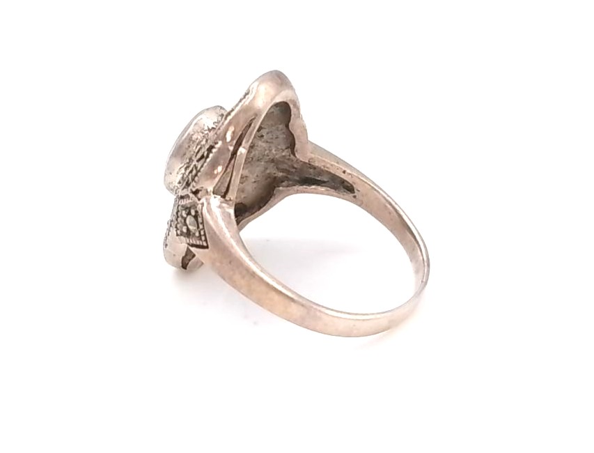 Bague argent 925/1000 Onyx et marcassites — vue 3