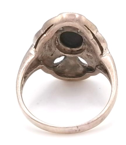 Bague argent 925/1000 Onyx et marcassites — vue 6