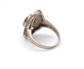 bague argent agate verte et marcassites — vue 2