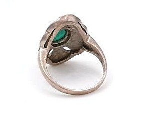 bague argent agate verte et marcassites — vue 3