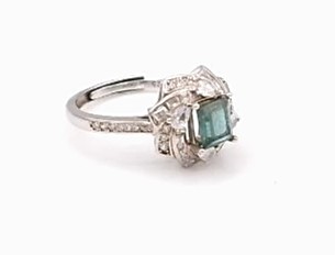 bague argent 925/1000 tourmaline et oxydes de zirconium — vue 2