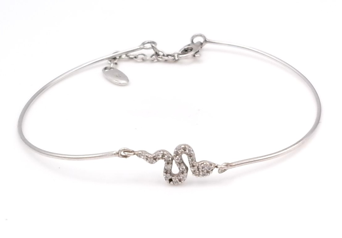 Bracelet en argent 925/1000 motif serpent oxydes de zirconium