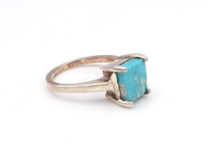 bague argent 925/1000 turquoise — vue 3