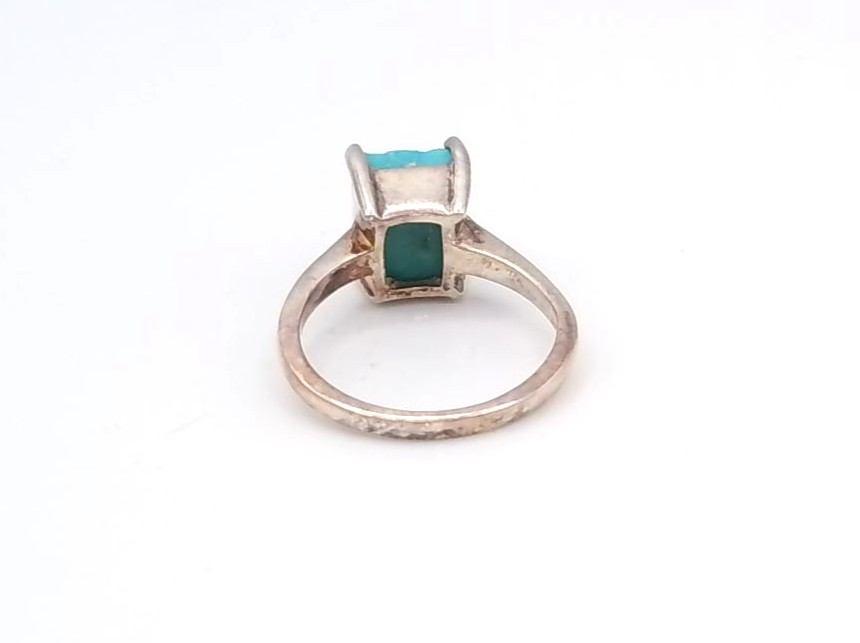 bague argent 925/1000 turquoise — vue 4
