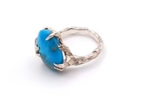 bague en argent 925/1000 turquoise cabochon — vue 2