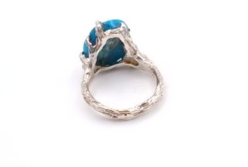 bague en argent 925/1000 turquoise cabochon — vue 3