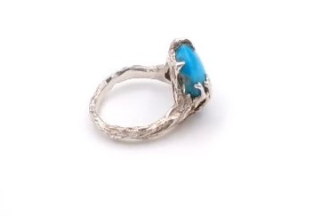 bague en argent 925/1000 turquoise cabochon — vue 4